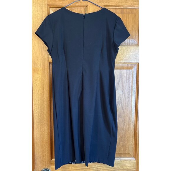 Dressbarn Collection Dress Black Lace Panel Size 10P Stretch Short Sleeve - Picture 6 of 9